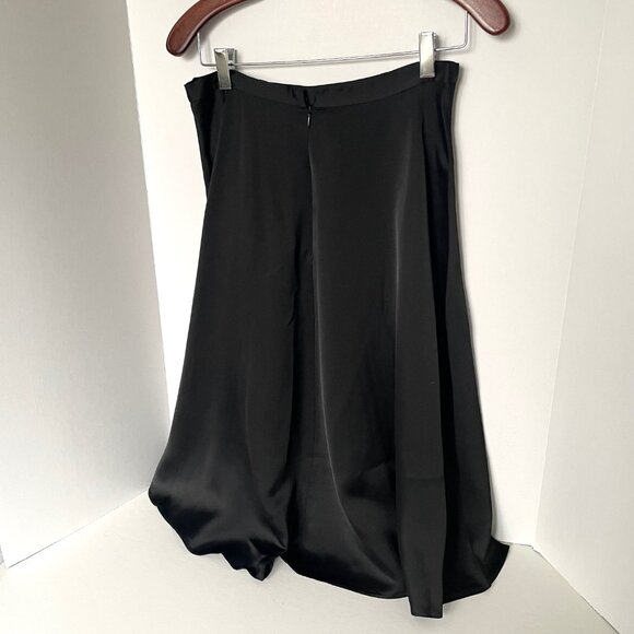 Jill Stuart Black Satin A-Line Skirt Womens 8 Flare Knee Length Cocktail Elegant - Picture 5 of 13